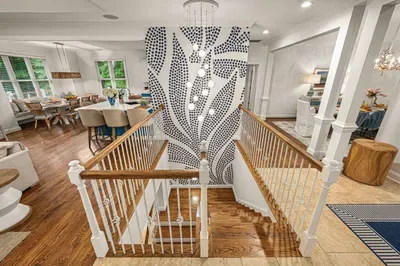 Our staircase connects the upper and lower floors upon entering the home.