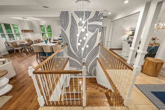 Our staircase connects the upper and lower floors upon entering the home.