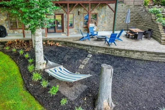 Enjoy relaxing in the hammock under the trees