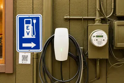 Plug in at the cabin with
the clearly marked on-site
EV charger.