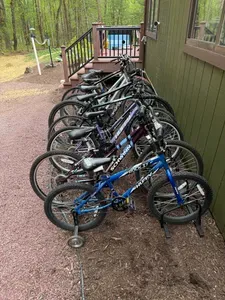 We have plenty of bicycles in a variety of sizes for you to explore around Lake Naomi.  We also have helmets.