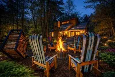 Ski-themed fire pit under the stars - smore's anyone?