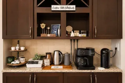 Start the day your way at a
coffee bar stocked for every
perfect cup.