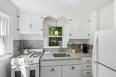 Granite counters and sunny window views