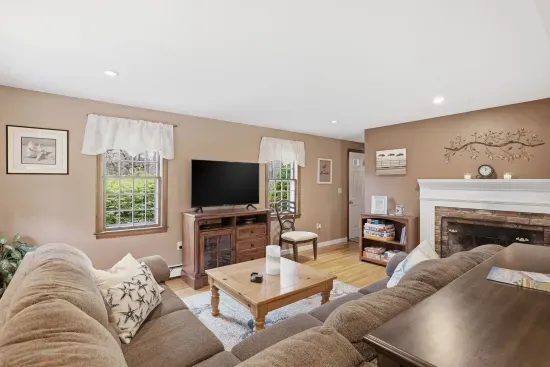 Cozy up by the fire. The perfect spot to wind down with a glass of wine after the sun sets.