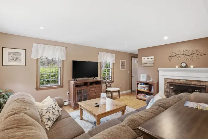 Cozy up by the fire. The perfect spot to wind down with a glass of wine after the sun sets.