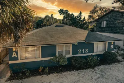 Charming duplex: private entries, landscaped front, easy parking.