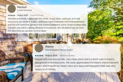 Happy guests, happy hosts!  We’re so glad our guests enjoyed the game room and short walks to the beach. Come see why families love staying with us on the Cape!