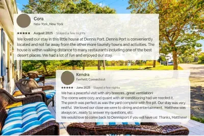 We love hearing from our guests! Whether it’s enjoying the fire pit in the yard or taking a short stroll to the best local restaurants in Dennis Port, we strive to make every stay 5-star worthy
