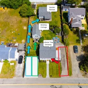 Your parking map for easy reference. You can park in the red and green area where you can fit up to five cars. Three  located on the asphalt driveway, and two are in the gravel parking area.