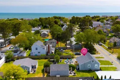 The cottage is located at the front of the property. You'll have dedicated parking, plus a private outdoor patio & fire pit. The backyard is a communal space, shared with guests in the middle cottage, perfect for enjoying sunny afternoons.