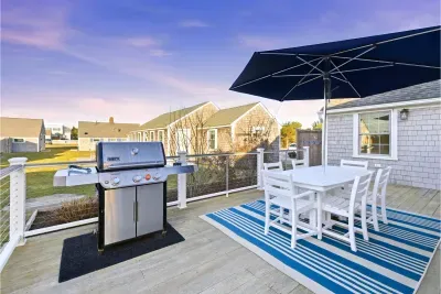 Welcome to your serene outdoor dining space. The plush seating for six is perfect for lively conversation, an intimate dinner, or simply an idyllic spot to unwind after a day of exploring.