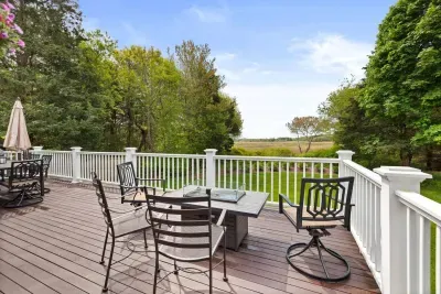 Enjoy your morning coffee or evening cocktails with the tranquil backdrop of the Great Barnstable Marsh.