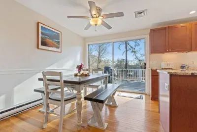 Our dining area features comfortable bench seating, making it a welcoming and relaxed spot for every meal.