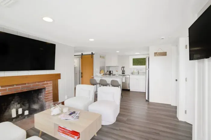 A beautiful chimney with a Chatham-style aesthetic, intended only for decoration.