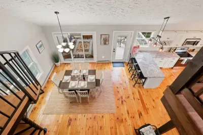 This view looks right between the main-floor kitchen and the dining table.