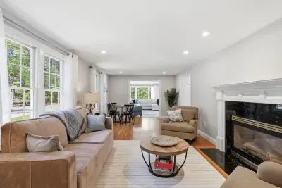 Sunbeams by day, firelight by night. Watch the shadows dance across the open rafters as you sink into the warmth of the hearth, wrapped in the effortless peace of a perfect vacation evening.