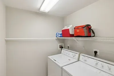 All the convenience of home. Full-size washer and dryer with extra storage to make extended stays and post-adventure cleanup a breeze.