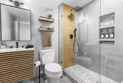 Spa like basement bathroom