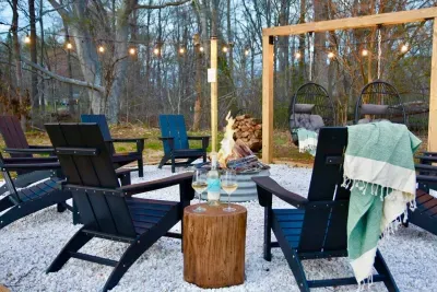 Grab a book or glass of wine and enjoy the peaceful outdoors around the firepit with plenty of seating for everyone!