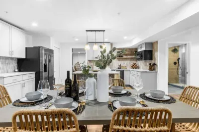 Beautiful professionally designed dining area in basement 