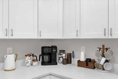 Fully stocked coffee bar for you coffee lovers!