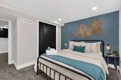 Bedroom #3 with a queen foam mattress located in the lower level of the house.