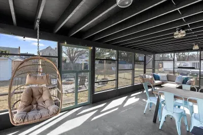 Plenty of room for the entire group in the screened in porch and outdoor firepit areas.
