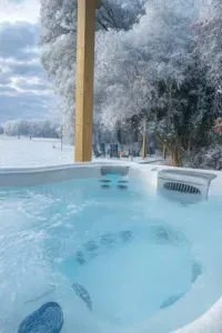 Warm up in the 8-person hot tub during those chilly winter nights!