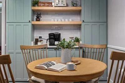 Grab a book and enjoy a quite morning with a warm coffee brewed right here!  Your choice of ground coffee, K cups, creamer, sugar, etc. all supplied for your pleasure!