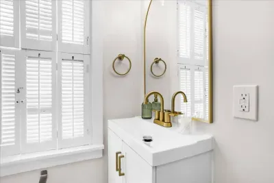 Bathroom #2 vanity and window looking into Historic Downtown Annapolis from the 2nd level!