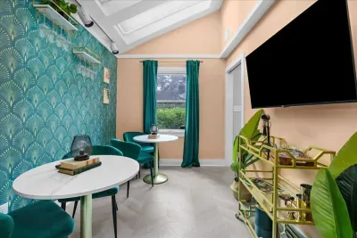 Our Southern style speak easy room is sure to grab your attention for a nightcap or quiet morning coffee!