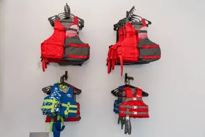 Life Jackets of all sizes are provided for the use by all guests.  If you are in or around any water, life jackets are required to be worn by all guests.