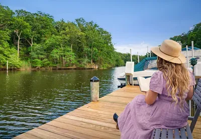Soak up some sun, down by the shared dock or up on the raised deck area!