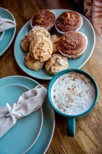 Start your mornings off right with a fresh brewed coffee right from the coffee bar and some delicious local treats!