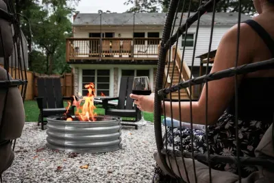 Luxury, custom fire pit area for your ultimate relaxation or s’mores night with your friends and family!