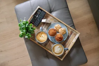 Make a hot coffee or tea in our fully equipped kitchen and coffee bar and pair it with some delicious treats from one of Annapolis's local bakeries.  