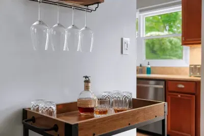 Wine and whiskey bar in the upstairs dining room