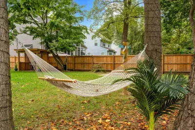 Relaxing hammock escape in the backyard for a peaceful reading experience or afternoon nap