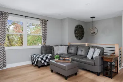 A second view of our cozy upstairs couch 