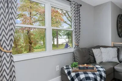 Upstairs living room with stunning water views!