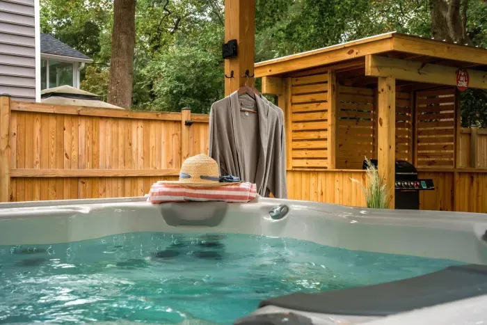 8-person Bullfrog Hot Tub for a relaxing evening or cozy morning