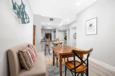 Dining area, table folds out to accommodate 4 guests for dinner