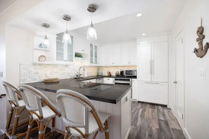 Kitchen with additional bar stool seating