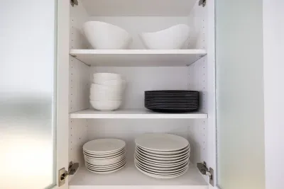 Fully stocked kitchen with service for 8