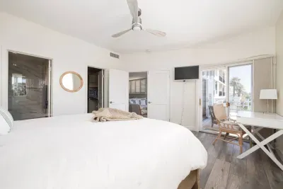 Dedicated work space / desk with printer located in closet.