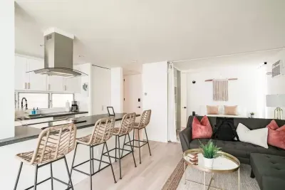 Open concept living and dining area.