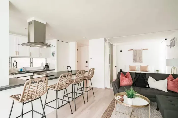 Open concept living and dining area.