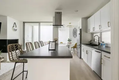 Full Kitchen stocked with everything you need to feel right at home.