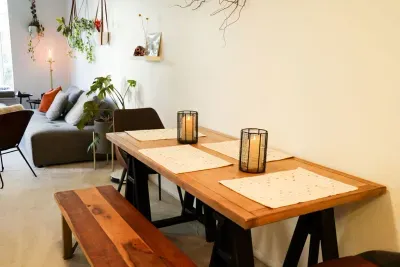 Dining Table, can also function as a drafting table for work